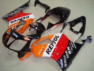 2000-2006 Honda VTR1000 Motorcycle Fairings - Orange White Red Glossy Black Repsol