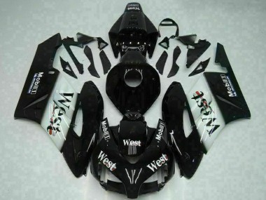 2004-2005 Honda CBR1000RR Motorcycle Fairings - Glossy Black White West Mobil Michelin