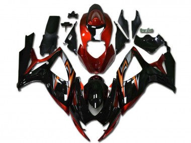 2006-2007 Suzuki GSXR 600/750 Motorcycle Fairings - Orange Silver Glossy Black Stripe