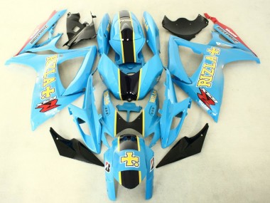 2006-2007 Suzuki GSXR 600/750 Motorcycle Fairings - Light Blue Black Yellow Rizla