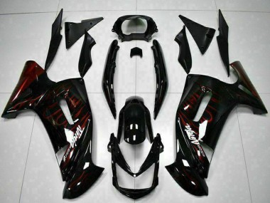2006-2008 Kawasaki EX650 Motorcycle Fairings - Glossy Black Red Flame