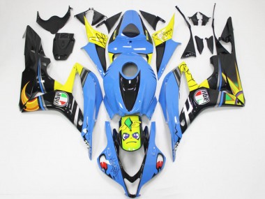 2007-2008 Honda CBR600RR Motorcycle Fairings - Light Blue Yellow Glossy Black Shark