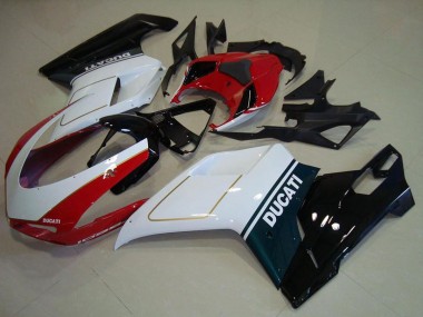 2007-2014 Ducati 1098 Motorcycle Fairing - White Red Glossy Black