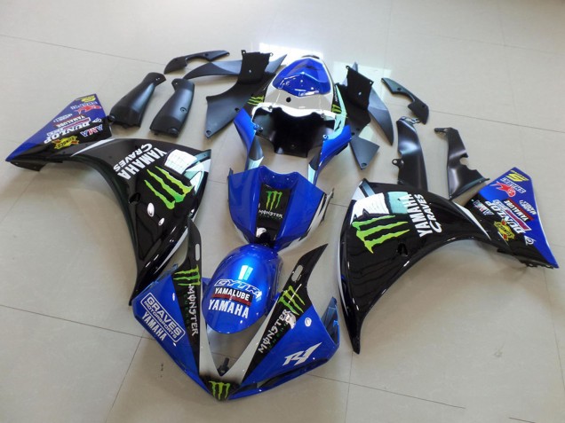 2009-2011 Yamaha YZF R1 Motorcycle Fairings - White Blue Black Green Monster Yamalube Graves