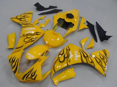 2012-2014 Yamaha YZF R1 Motorcycle Fairings - Yellow Black Flame