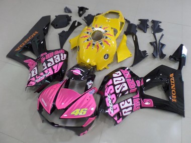 2013-2026 Honda CBR600RR Motorcycle Fairings - Yellow Pink Glossy Black Rossi 46