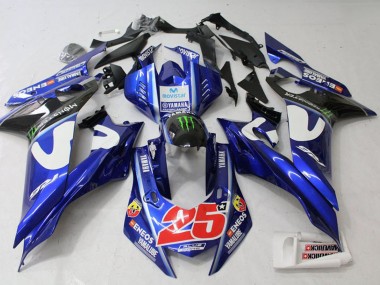2017-2025 Yamaha YZF R6 Motorcycle Fairing - White Blue Green Monster MoviStar
