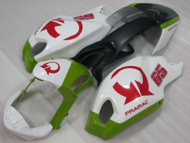 2008-2012 Ducati Monster 696 Motorcycle Fairings - White Green Red Pramac 65