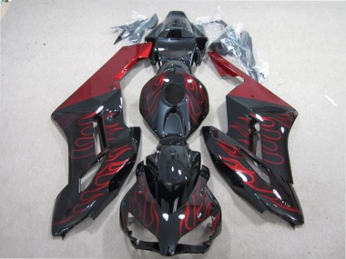2004-2005 Honda CBR1000RR Motorcycle Fairing - Glossy Black Red Flame
