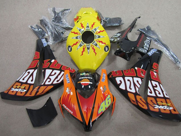 2008-2011 Honda CBR1000RR Motorcycle Fairings - Yellow Orange Glossy Black Rossi Repsol 46
