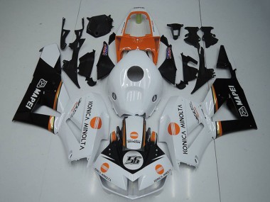 2012-2016 Honda CBR1000RR Motorcycle Fairings - White Orange Glossy Black Konica Minolta 56