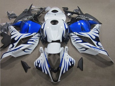 2009-2012 Honda CBR600RR Motorcycle Fairings - White Blue Flame