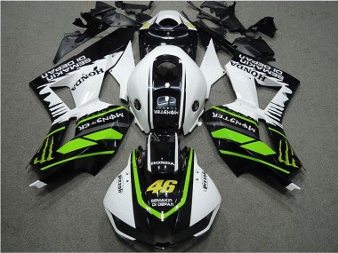 2013-2026 Honda CBR600RR Motorcycle Fairings - White Green Glossy Black Semakin Didepan Monster
