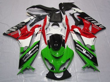 2009-2012 Kawasaki ZX6R Motorcycle Fairings - White Red Green Glossy Black