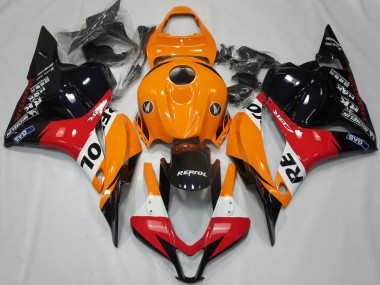 2009-2012 Honda CBR600RR Motorcycle Fairing - Orange White Red Glossy Black Repsol
