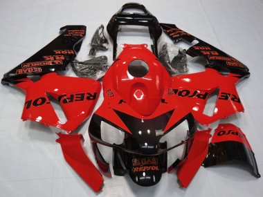 2003-2004 Honda CBR600RR Motorcycle Fairings - Red Glossy Black Repsol