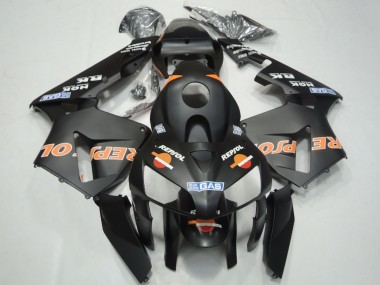 2003-2004 Honda CBR600RR Motorcycle Fairings - Matte Black Orange Repsol