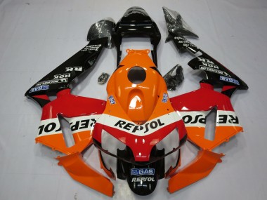 2003-2004 Honda CBR600RR Motorcycle Fairings - Orange White Red Glossy Black OEM Style Repsol