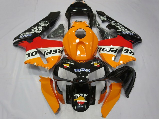 2003-2004 Honda CBR600RR Complete Motorcycle Fairings - Orange White Red Glossy Black Repsol