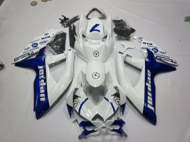 2008-2010 Suzuki GSXR 600 / GSXR 750 Motorcycle Fairings - White Blue Jordan