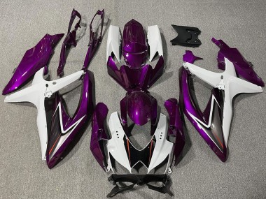 2008-2010 Suzuki GSXR 600 / GSXR 750 Motorcycle Fairing - White Purple Black