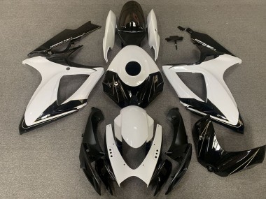 2006-2007 Suzuki GSXR 600 / GSXR 750 Motorcycle Fairings - White Glossy Black