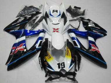 2008-2010 Suzuki GSXR 600 / GSXR 750 Motorcycle Fairings - White Blue Black Yellow Red X Dark Dog 19
