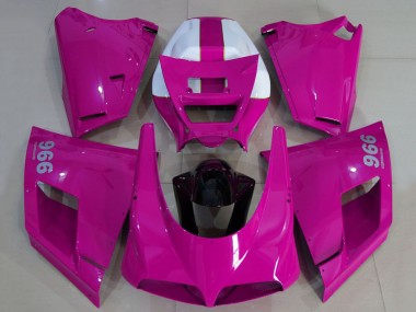 1993-2005 Ducati 996 Motorcycle Fairings - Glossy Pink White Black