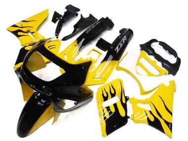 1998-2003 Kawasaki ZZR600 Motorcycle Fairings - Yellow Black Flame