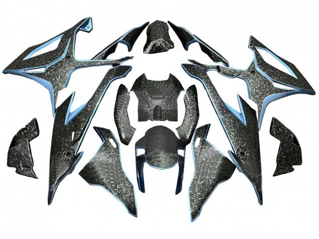 2019-2022 BMW S1000RR Motorcycle Fairings - Black Light Blue Forged Carbon Fiber