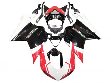 2007-2014 Ducati 848/1098/1198 Motorcycle Fairings - White Red Glossy Black