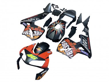 2003-2004 Honda CBR600RR Motorcycle Fairings - Matte Black Orange Repsol Rossi 46