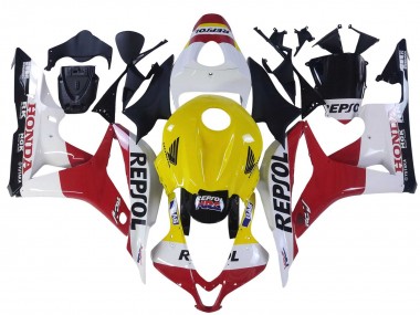 2007-2008 Honda CBR600RR Motorcycle Fairings - White Yellow Red Repsol HRC
