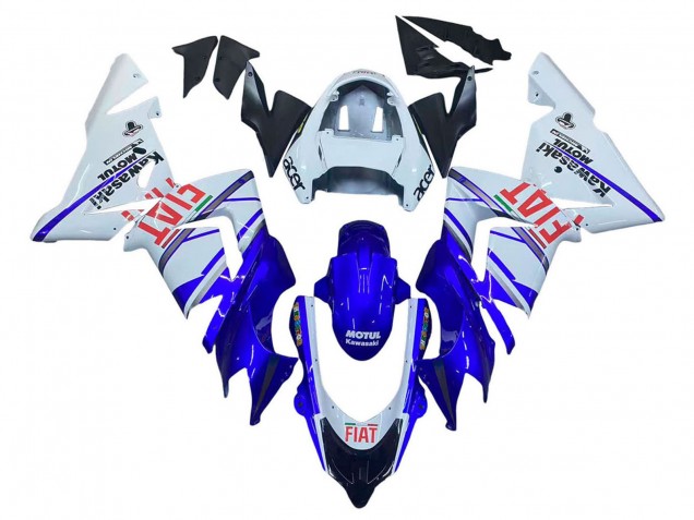 2004-2005 Kawasaki ZX10R Motorcycle Fairings - Glossy Blue White Fiat Motul