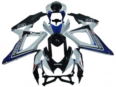 2008-2010 Suzuki GSXR 600 / GSXR 750 Motorcycle Fairings - White Blue Glossy Black Alstare