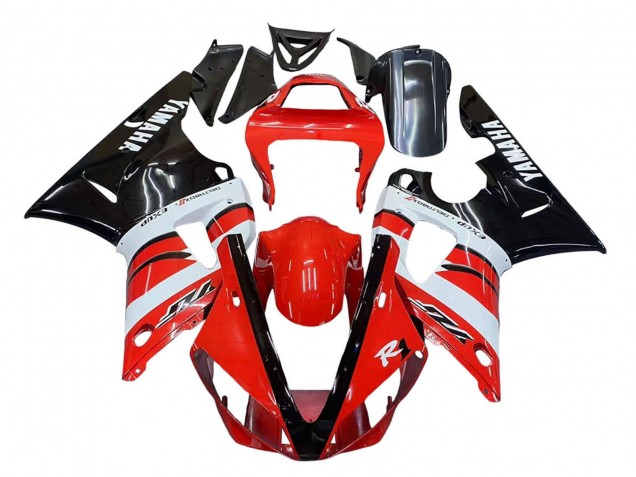 2000-2001 Yamaha YZF 1000 R1 Motorcycle Fairings - Red White Glossy Black
