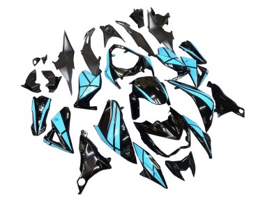 2013-2018 Kawasaki Z800 Motorcycle Fairings - Light Blue Glossy Black