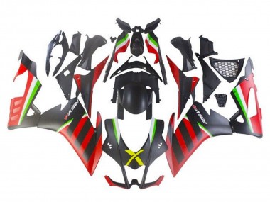 2016-2020 Aprilia RSV4 1000 Motorcycle Fairings - Matte Black Red Green Stripe