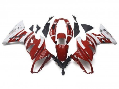 2009-2011 Kawasaki Ninja 650 EX650 Motorcycle Fairings - Red White Star Acer