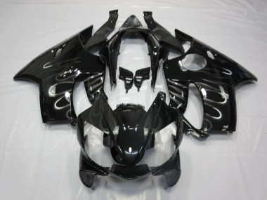 2004-2007 Honda CBR600 F4i Motorcycle Fairings - Glossy Black White Flame