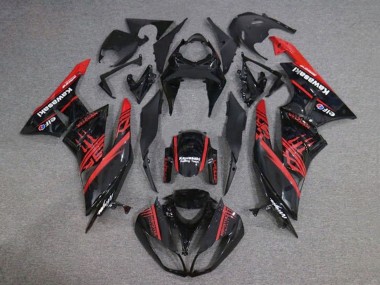 2009-2012 Kawasaki ZX6R Motorcycle Fairings - Glossy Black Red Monster