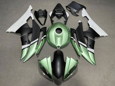 2008-2016 Yamaha YZF R6 Motorcycle Fairings - White Green Matte Black