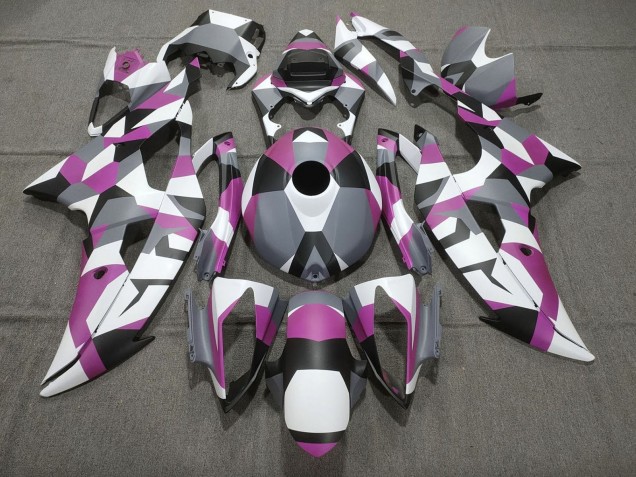 2008-2016 Yamaha YZF R6 Motorcycle Fairings - White Pink Grey Black Camouflage