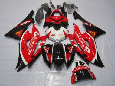 2008-2016 Yamaha YZF R6 Motorcycle Fairings - White Red Black Santander
