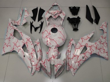 2008-2016 Yamaha YZF R6 Motorcycle Fairings - White Red Lightning