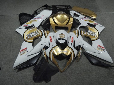 2005-2006 Suzuki GSXR 1000 Motorcycle Fairings - White Gold Lucky Strike Motul