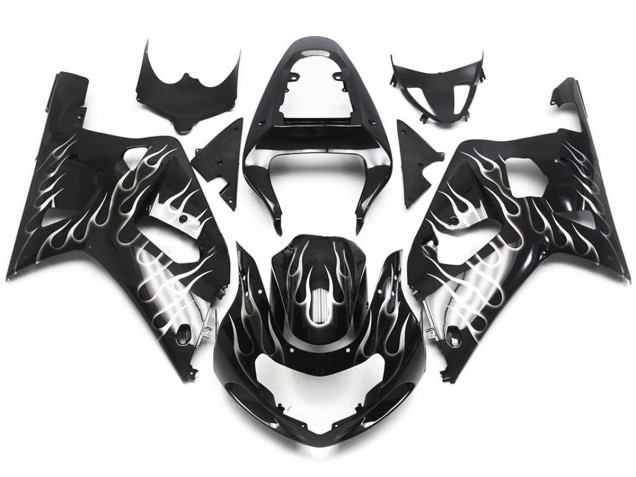 Black and White Gloss Flame - 2001-2003 Suzuki GSXR 600-750 Black and White Gloss Flame - 2001-2003 Suzuki GSXR 600-750