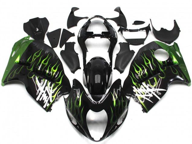 Black with Deep Green Flame - 1997-2007 Suzuki GSXR 1300 Hayabusa Black with Deep Green Flame - 1997-2007 Suzuki GSXR 1300 Hayabusa