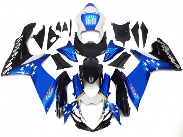 Blue Style With Red Stars - 2011-2024 Suzuki GSXR 600-750 Blue Style With Red Stars - 2011-2024 Suzuki GSXR 600-750