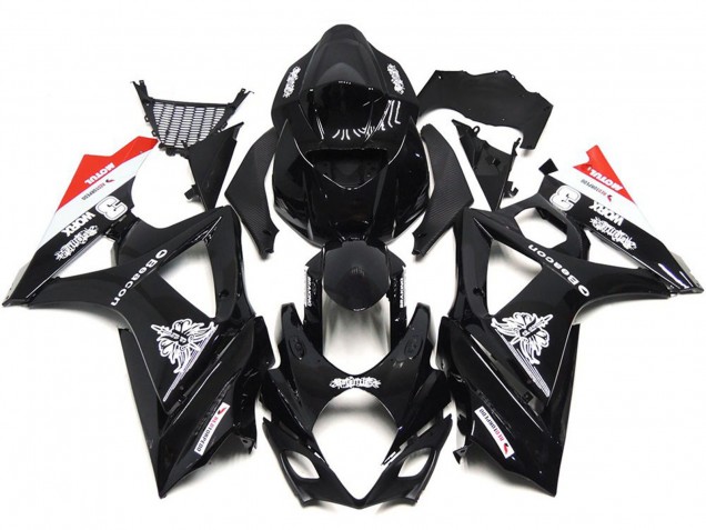Custom Black with Hint of White and Red - 2007-2008 Suzuki GSXR 1000